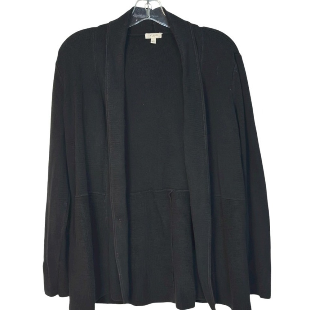 Talbots Cardigan Women Black Open Front Shawl Collar Sweater Layer Capsule S